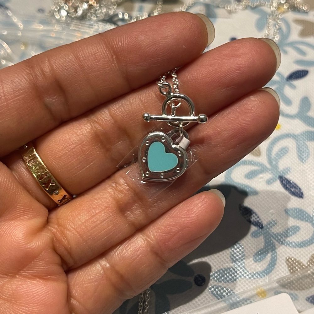 Solid Sterling Silver Toggle Heart Necklace - image 4